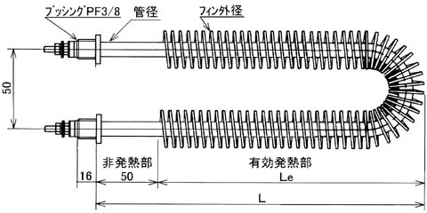 U字型ブッシング付きエロフィンヒーター