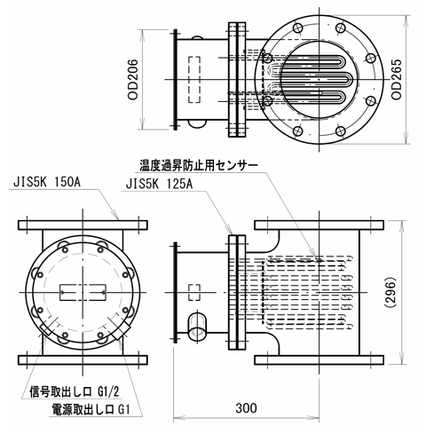 　空気加熱用配管インラインヒーター　SAT型