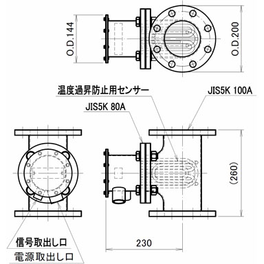 図1　液体加熱用配管インラインヒーター　SLTL10型