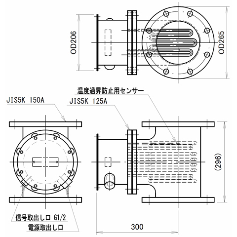 液体加熱用配管インラインヒーター　SLTL15型