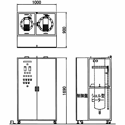 参考図　3相200V120kW　2連式　IN・OUT管継手G1(25A)