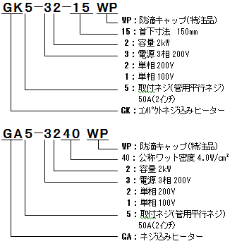 ネジ込みヒーター GK5・GA5型