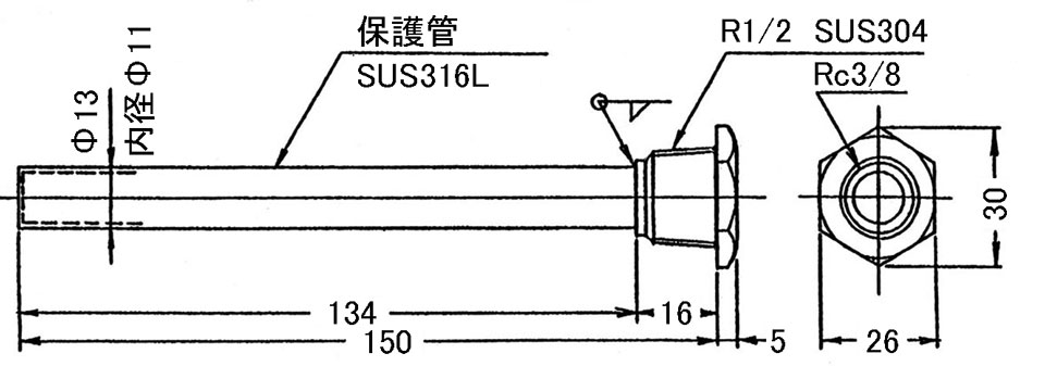 PTサーモスタット保護管　TPT型